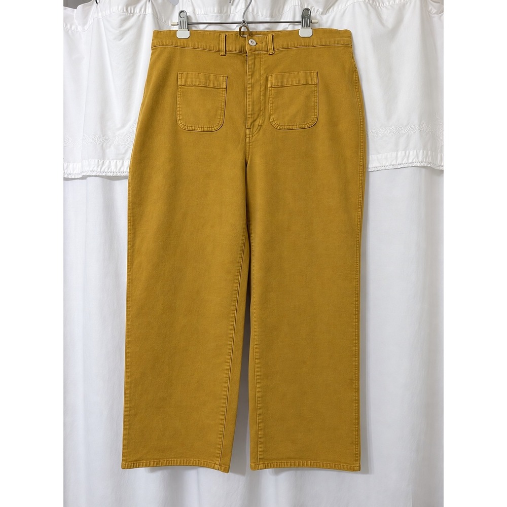 Madewell Womens High Rise Wide Leg Patch Pocket Pants Mustard Yellow 33